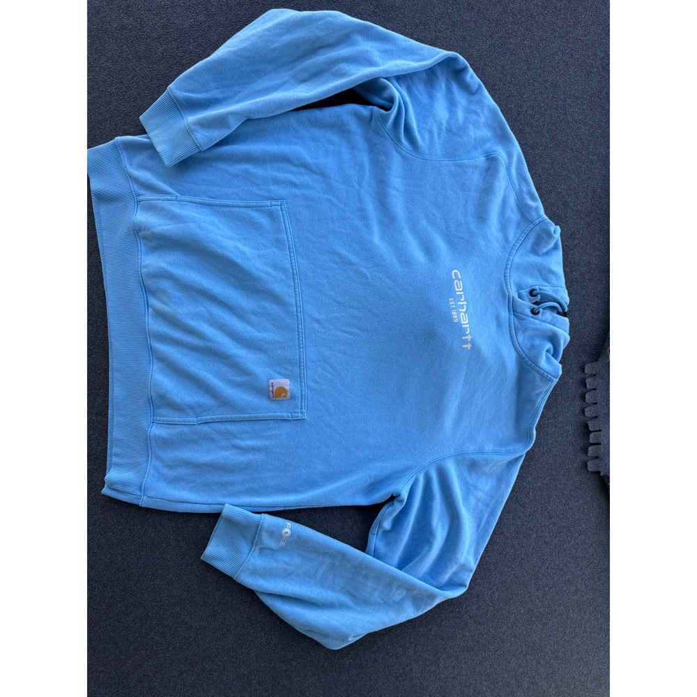 Carhartt Force Relaxed Fit Hoodie Mens Large Light Blue Graphic Sweatshirt
